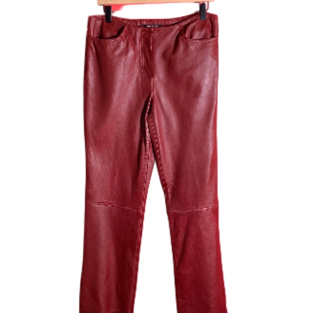 VINTAGE LATE 90S DKNY RED LEATHER PANTS SIZE 8